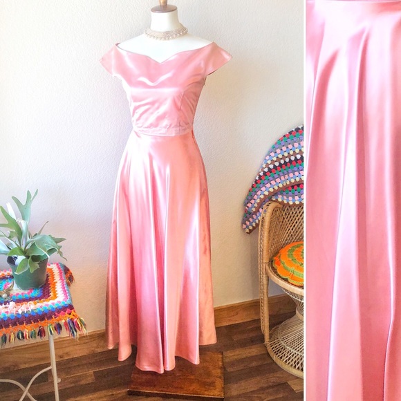 Vintage Dresses & Skirts - True Vintage💖50s Satin Princess Prom/Formal Gown!